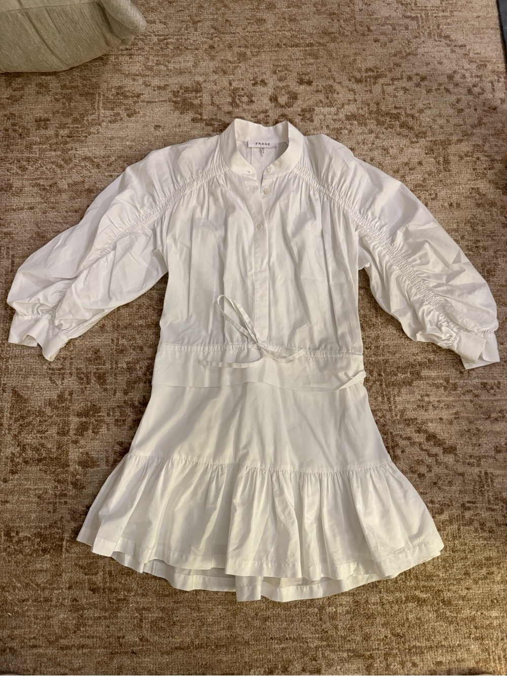FRAME Ruched Sleeve Dress